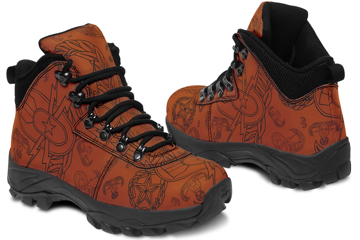 Outdoor Boots - "EOD Mixed Badges" (Black on Orange)