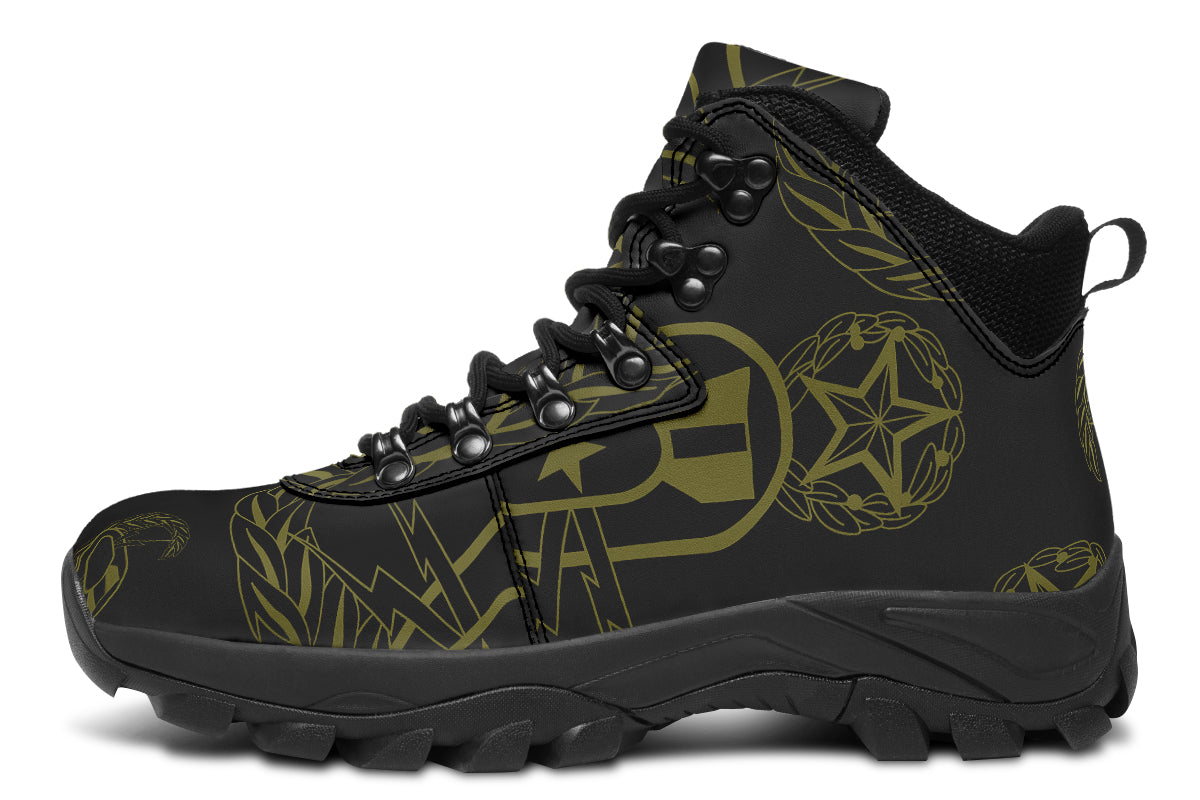 Outdoor Boots - "EOD Badges x 3" (OD Green on Black)