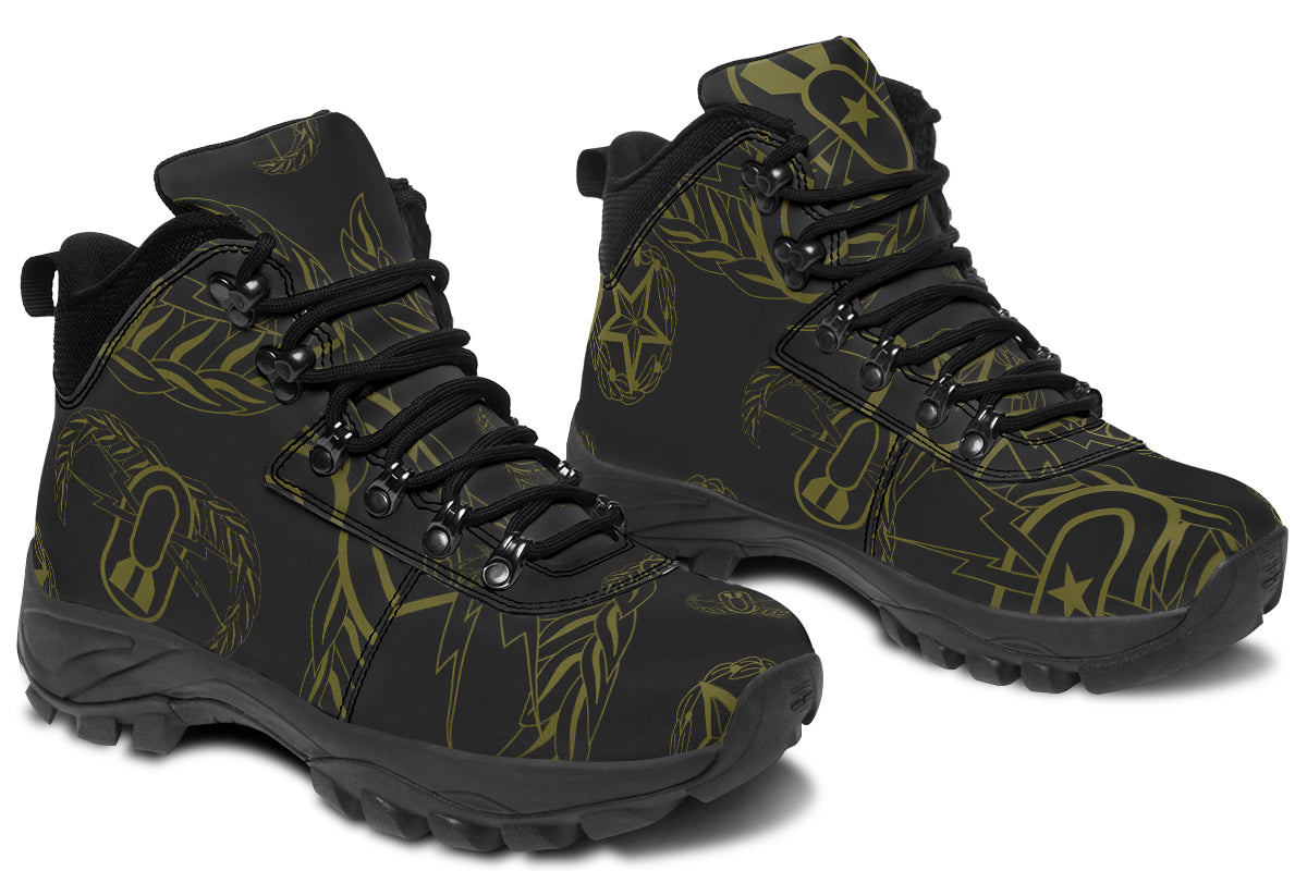 Outdoor Boots - "EOD Badges x 3" (OD Green on Black)