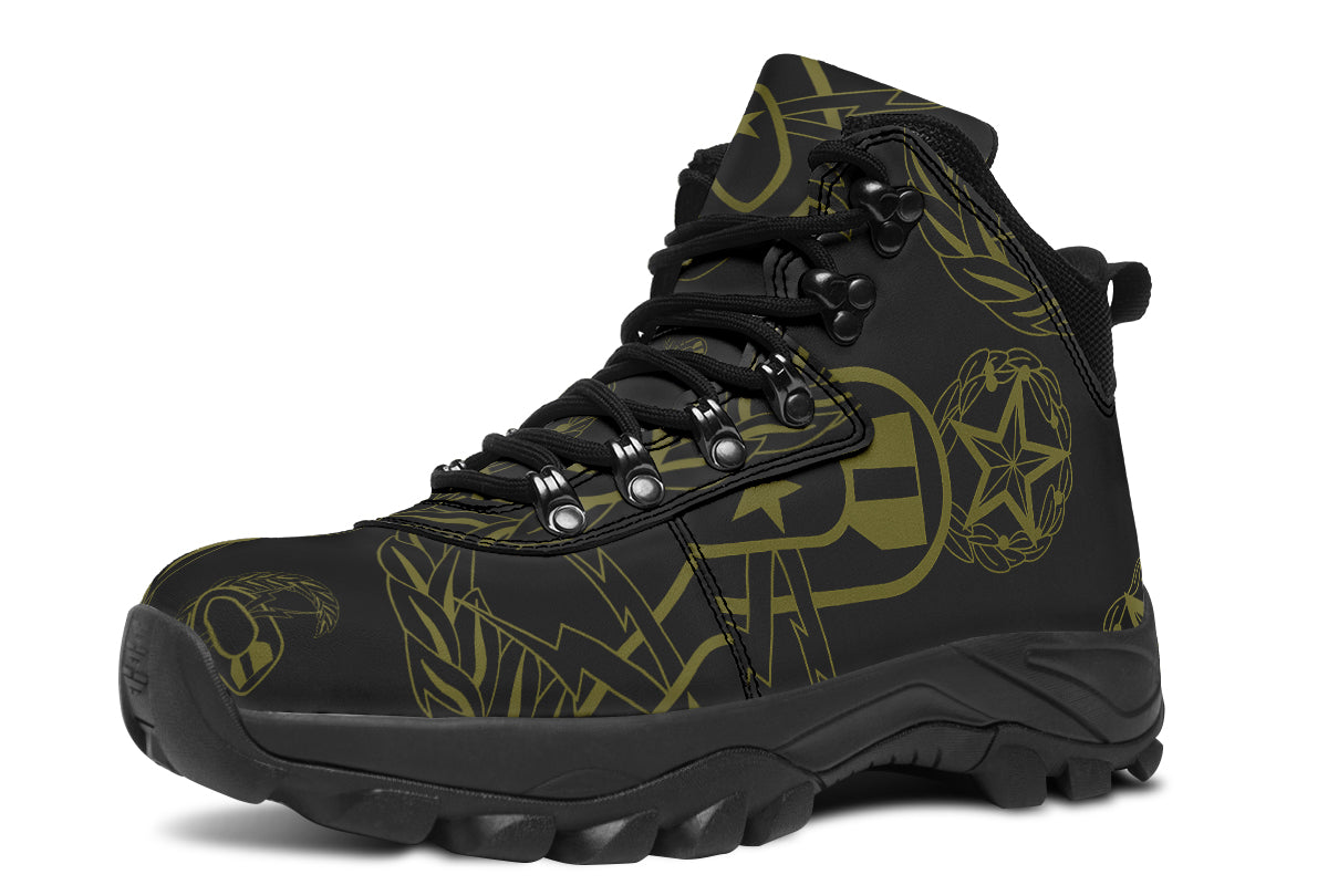Outdoor Boots - "EOD Badges x 3" (OD Green on Black)
