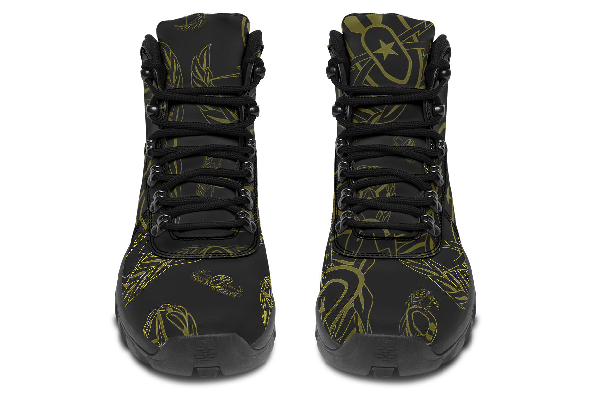 Outdoor Boots - "EOD Badges x 3" (OD Green on Black)