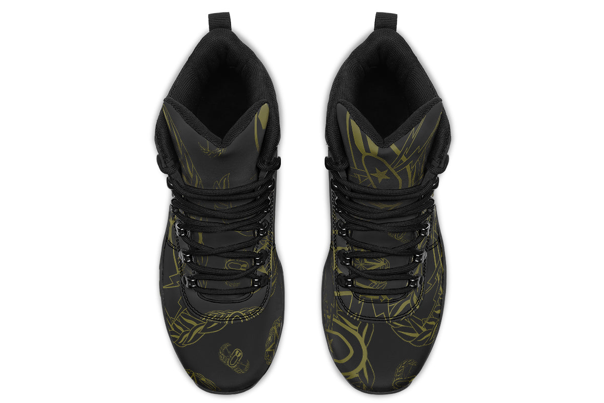 Outdoor Boots - "EOD Badges x 3" (OD Green on Black)