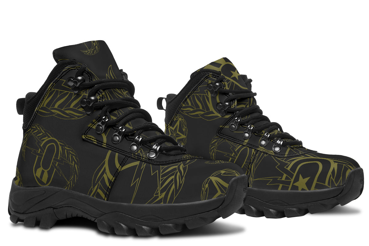 Outdoor Boots - "EOD Badges x 3" (OD Green on Black)