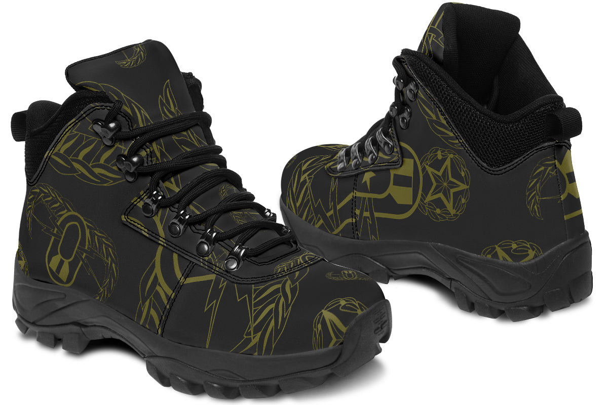 Outdoor Boots - "EOD Badges x 3" (OD Green on Black)