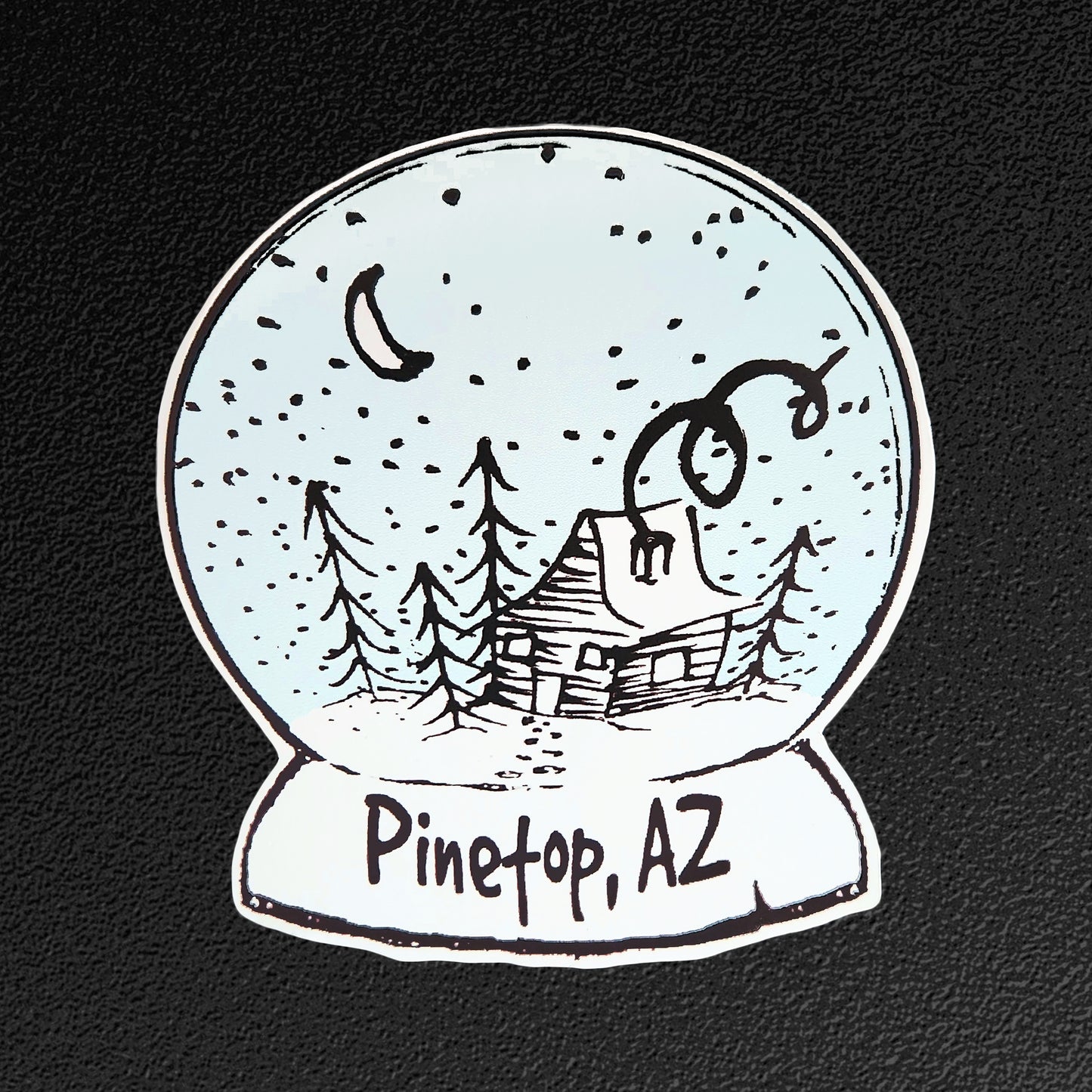 "Pinetop, AZ Cabin Snow Globe" Vinyl Sticker/Decal