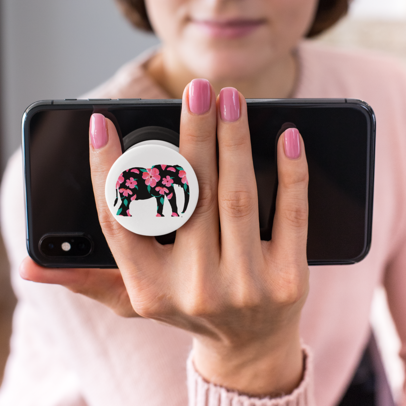 Pink Petal Elephant Phone Grip/Stand