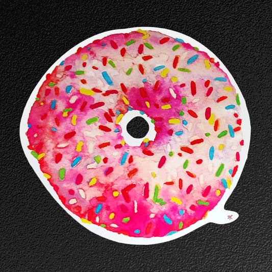 Pink Sprinkled Donut Vinyl Sticker/Decal