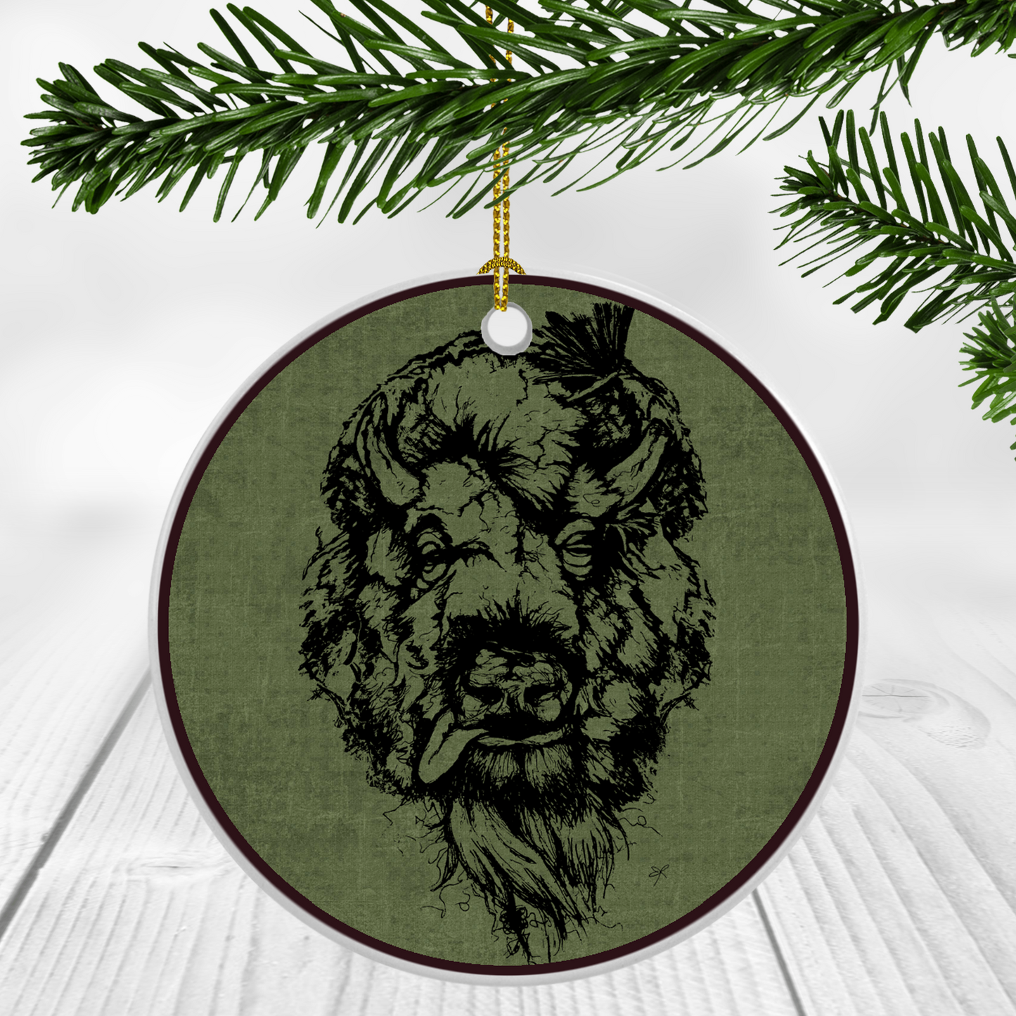 Tattered Buffalo Ornament