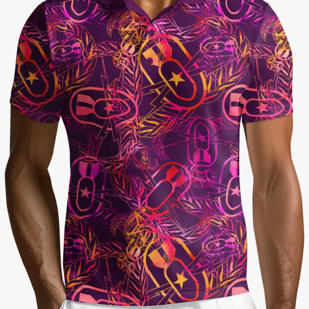 Print On Demand - Polo Shirt - "It's 5 o'clock Somewhere" (Yellow/Orange/Purple)