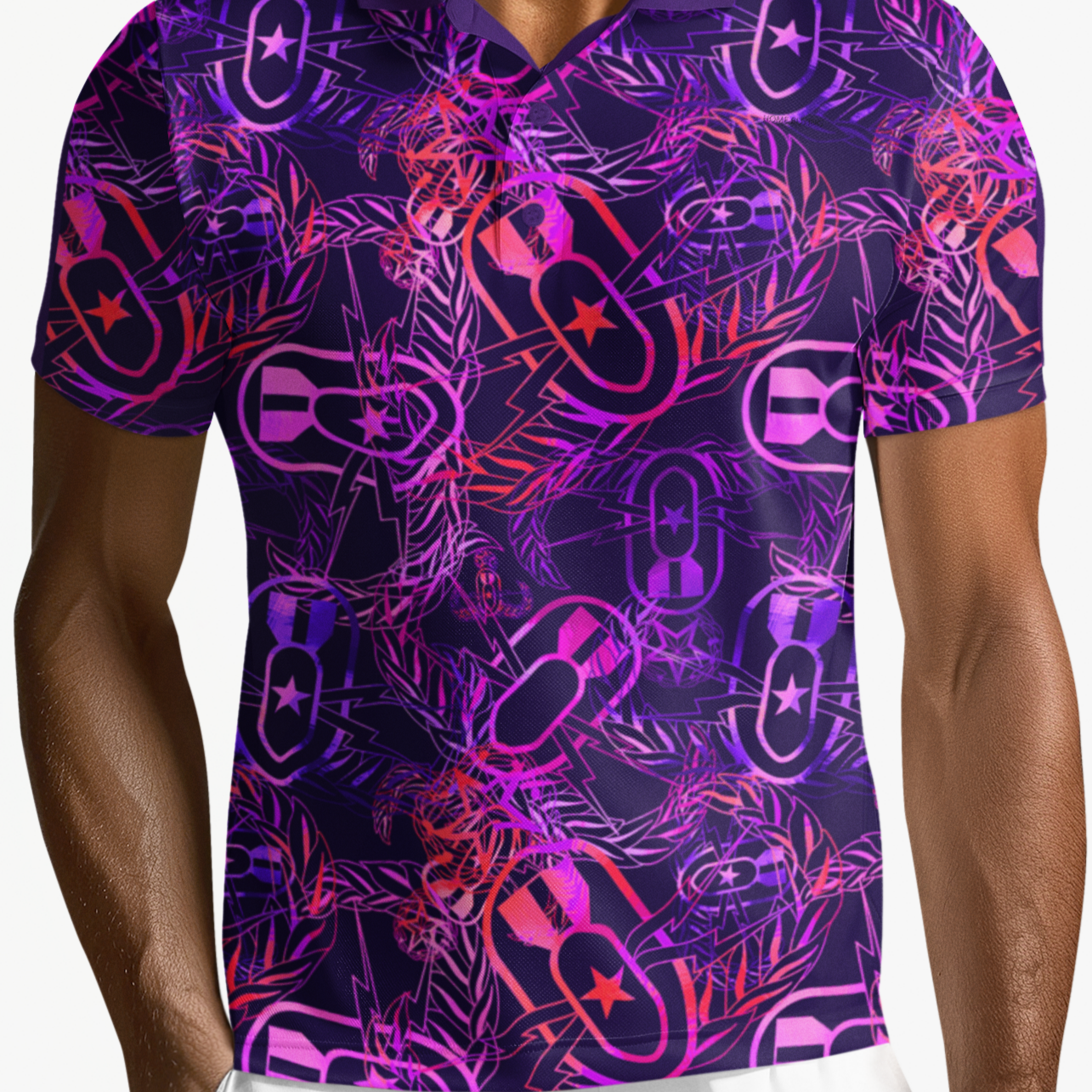 Print On Demand - Polo Shirt - "It's 5 o'clock Somewhere" (Orange on Purple)