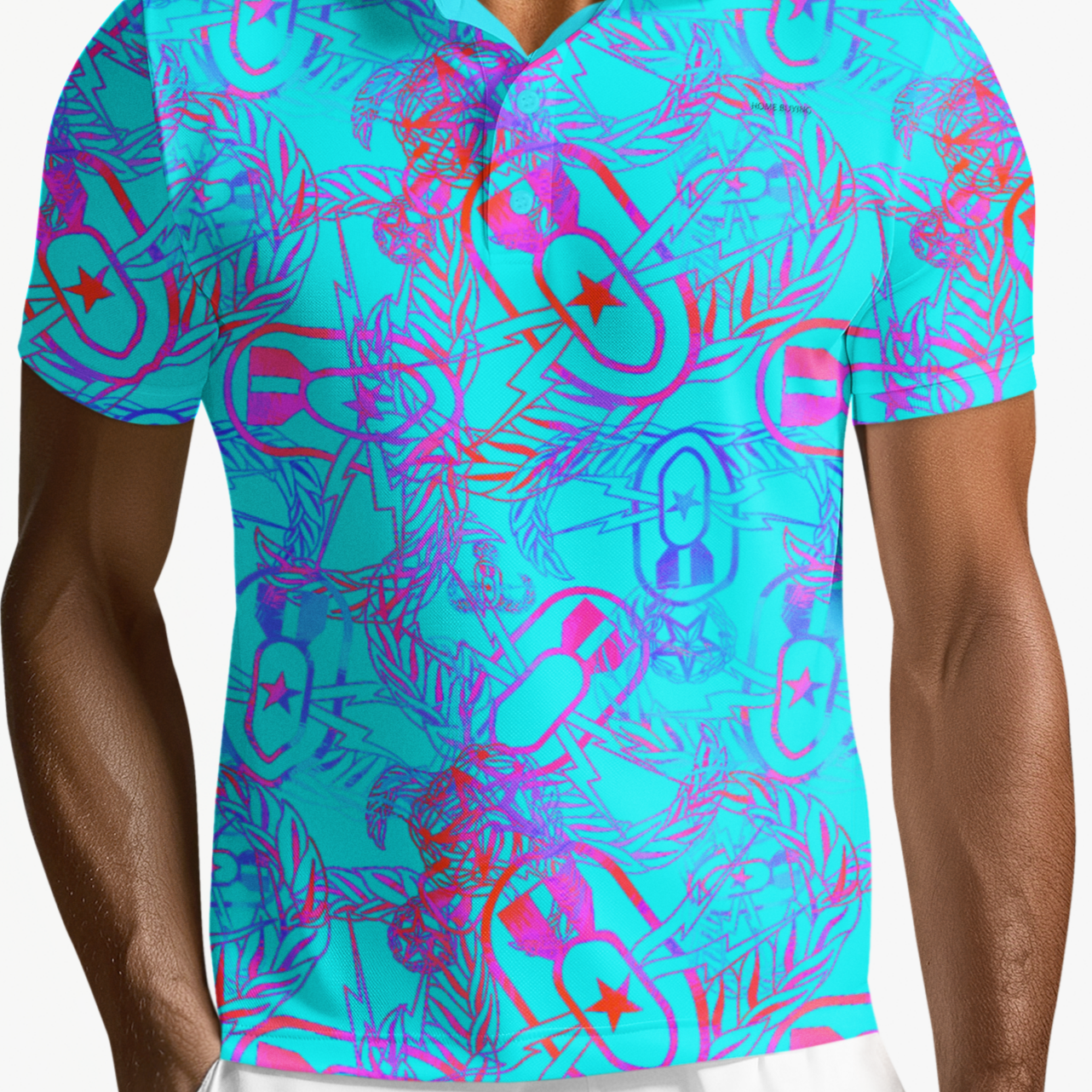 Print On Demand - Polo Shirt - "It's 5 o'clock Somewhere" (Bright on Turquoise)