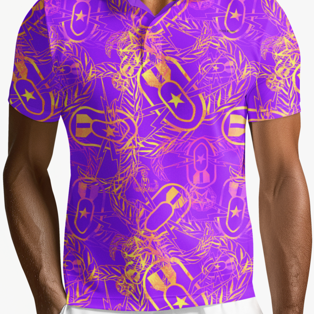 Print On Demand - Polo Shirt - "It's 5 o'clock Somewhere" (Yellow on Purple)
