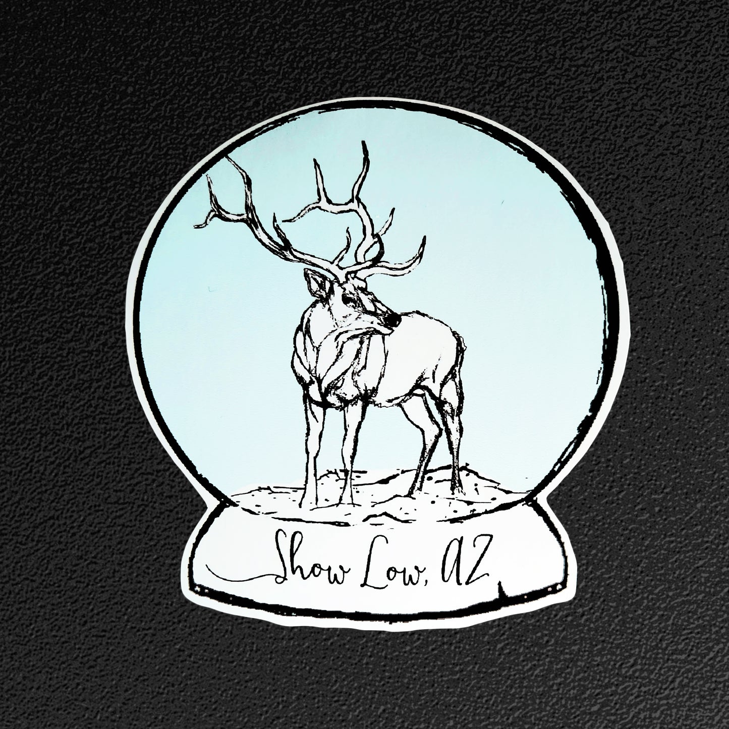 Show Low, AZ Elk Snow Globe Vinyl Sticker/Decal