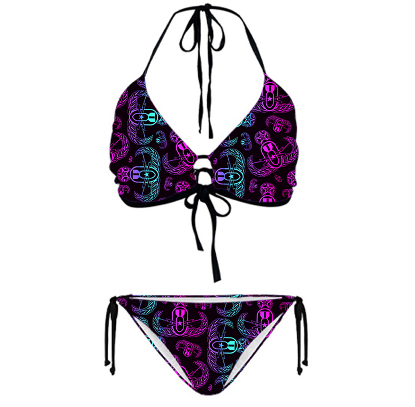 Women's Keyhole String Bikini - "EOD BOMBre" (Pink/Turquoise/Purple)