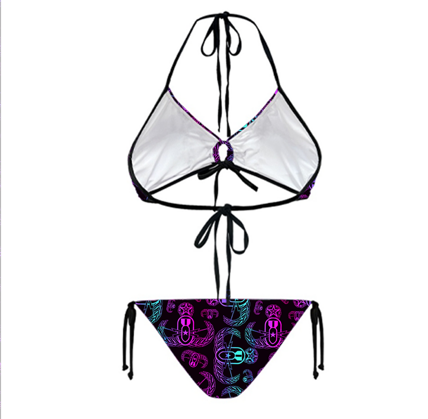 Women's Keyhole String Bikini - "EOD BOMBre" (Pink/Turquoise/Purple)