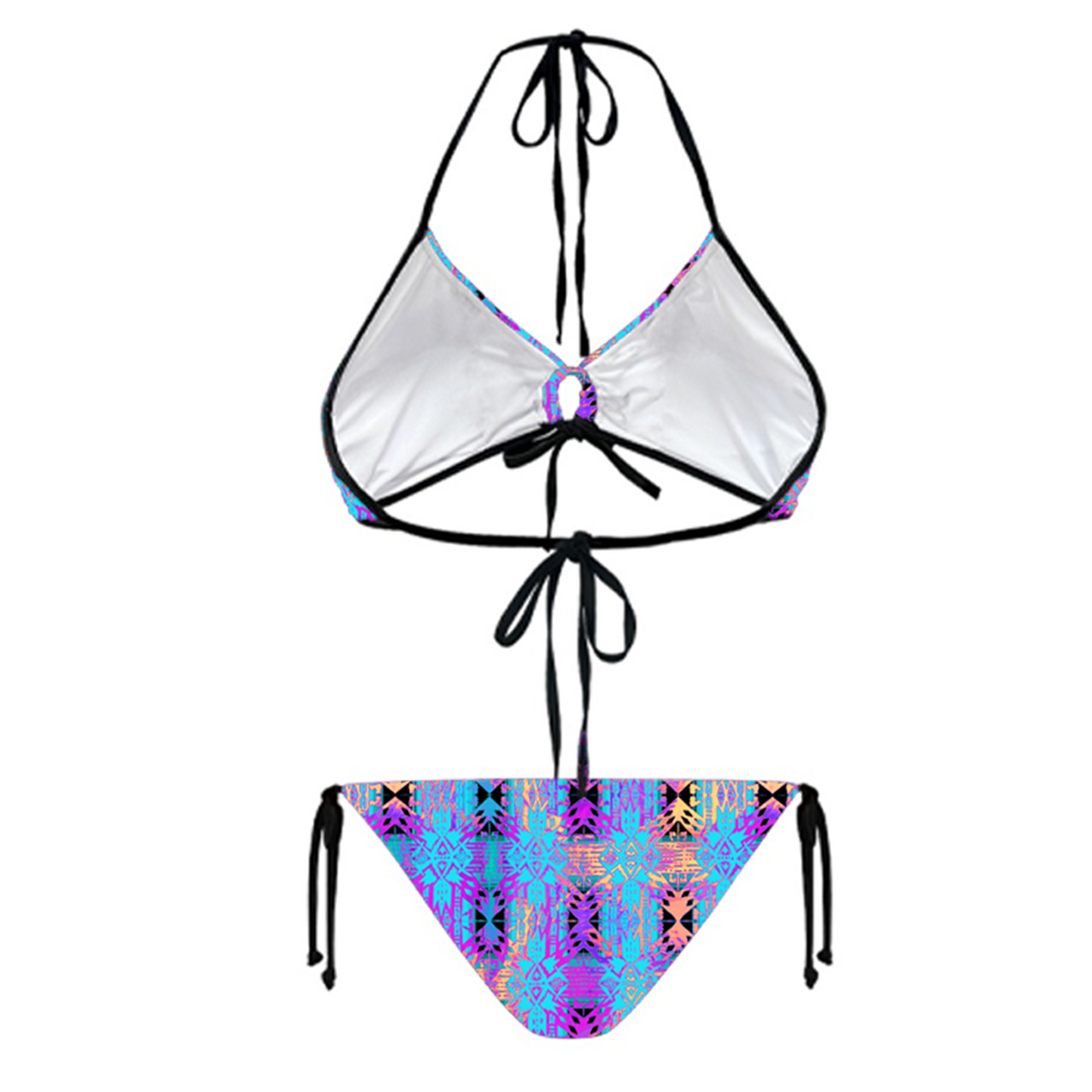 Women's Keyhole String Bikini - "Aztec" (Turquoise/Purple/Yellow)
