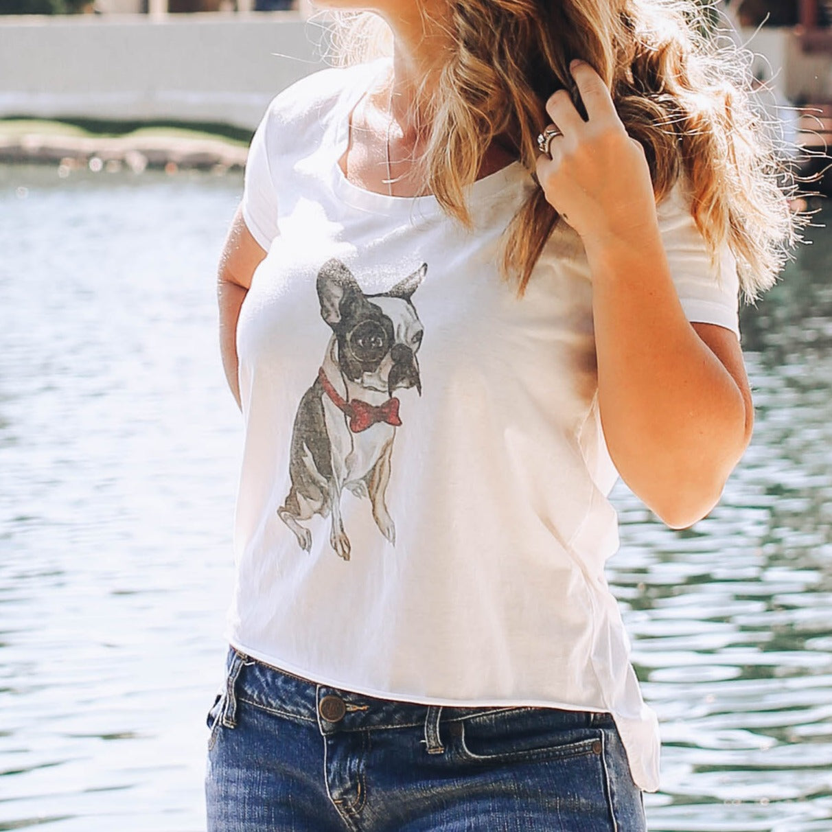 T-Shirt (Women's High-Low Scoop Neck) - "Good Boy, Mr. Pickles"