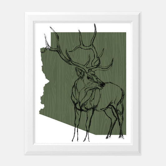 "Arizona Elk" (Green) - Print (8" x10")