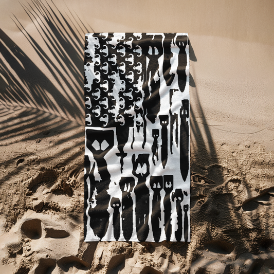 Beach Towel - "EOD Bomb Flag" (Black on White)