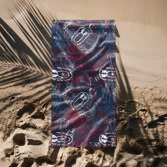 Beach Towel - "It's 5 o'clock Somewhere" (Red, White, & Blues)