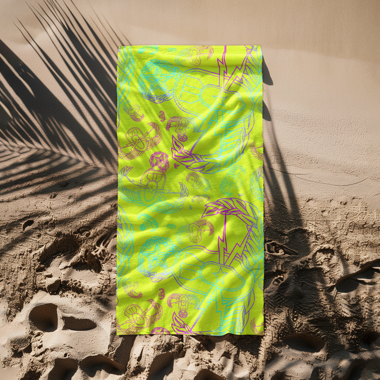 Beach Towel - "EOD Mixed Badges" (Multicolor on Yellow)