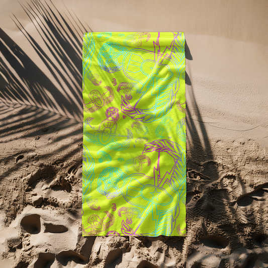 Beach Towel - "EOD Mixed Badges" (Multicolor on Yellow)