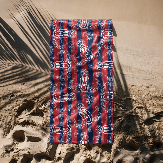 Beach Towel - "Badges & Stripes"