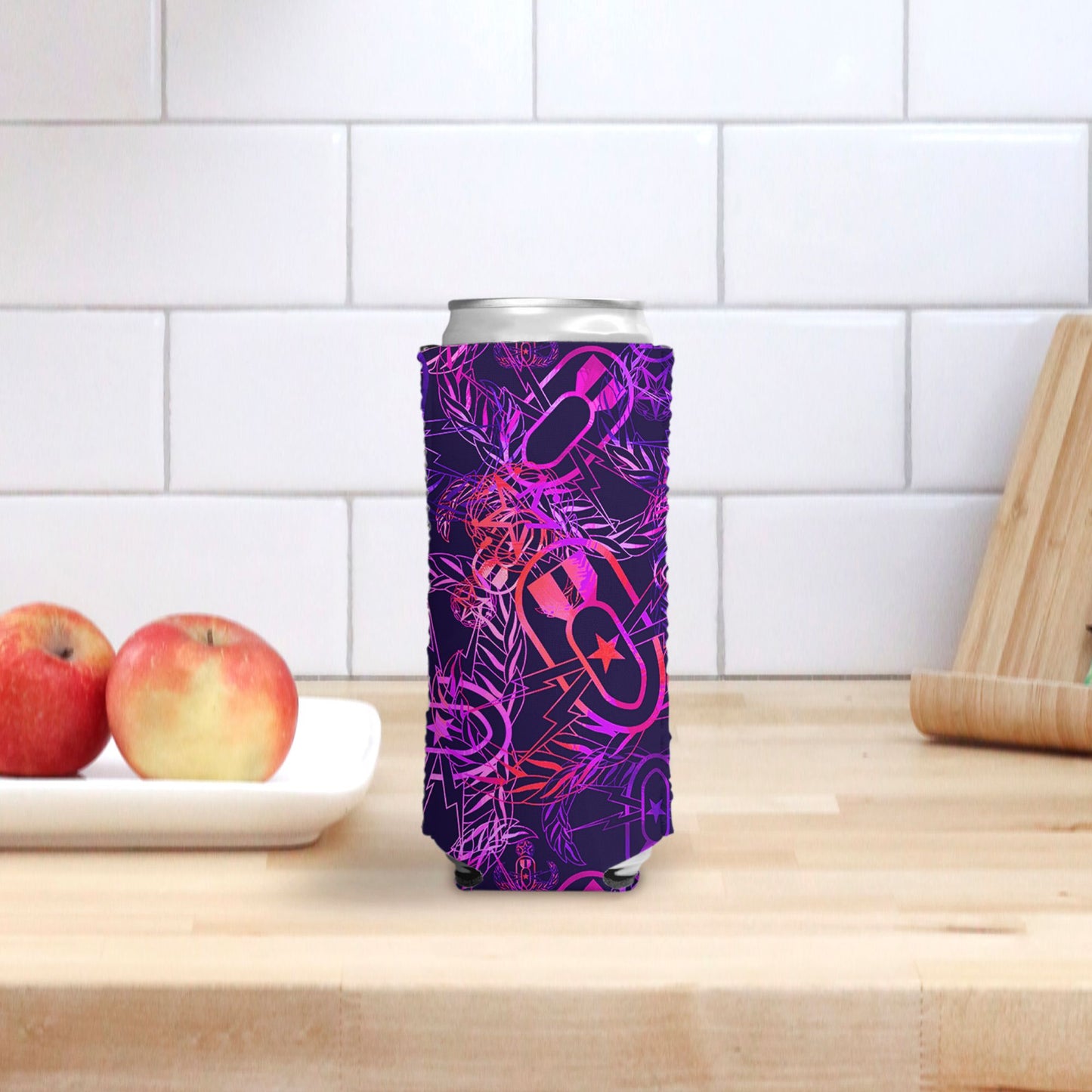 Print On Demand - Slim Can Cooler - "It's 5 o'clock Somewhere" (Orange on Purple)
