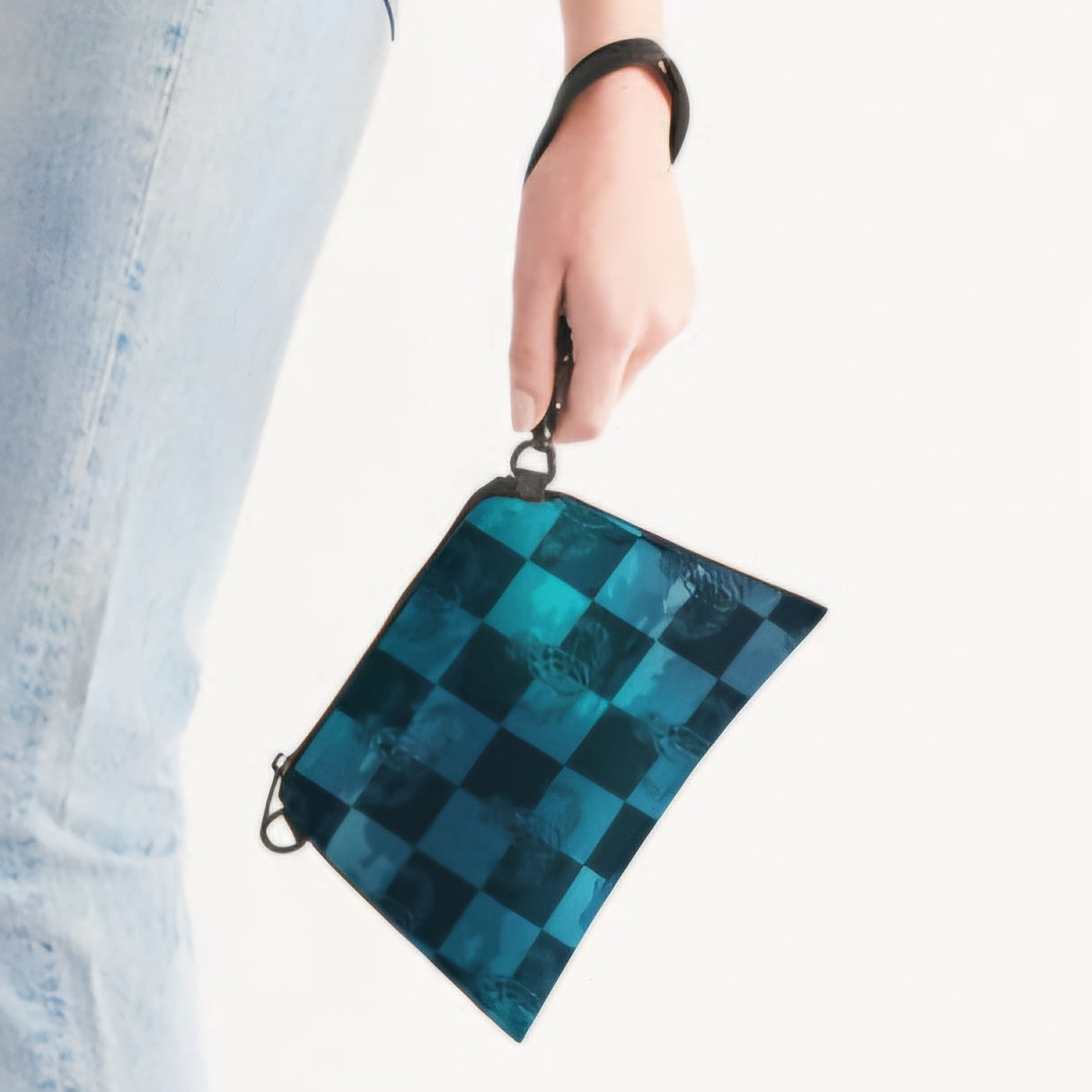 Crossbody/Wristlet - "EOD Buffoulage Checkered Flag" (Teal)
