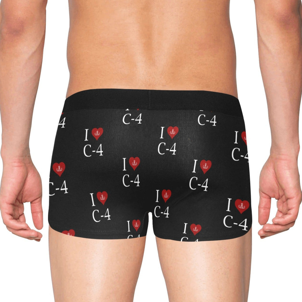 Men's Boxer Briefs with Fly - "I Heart C-4"