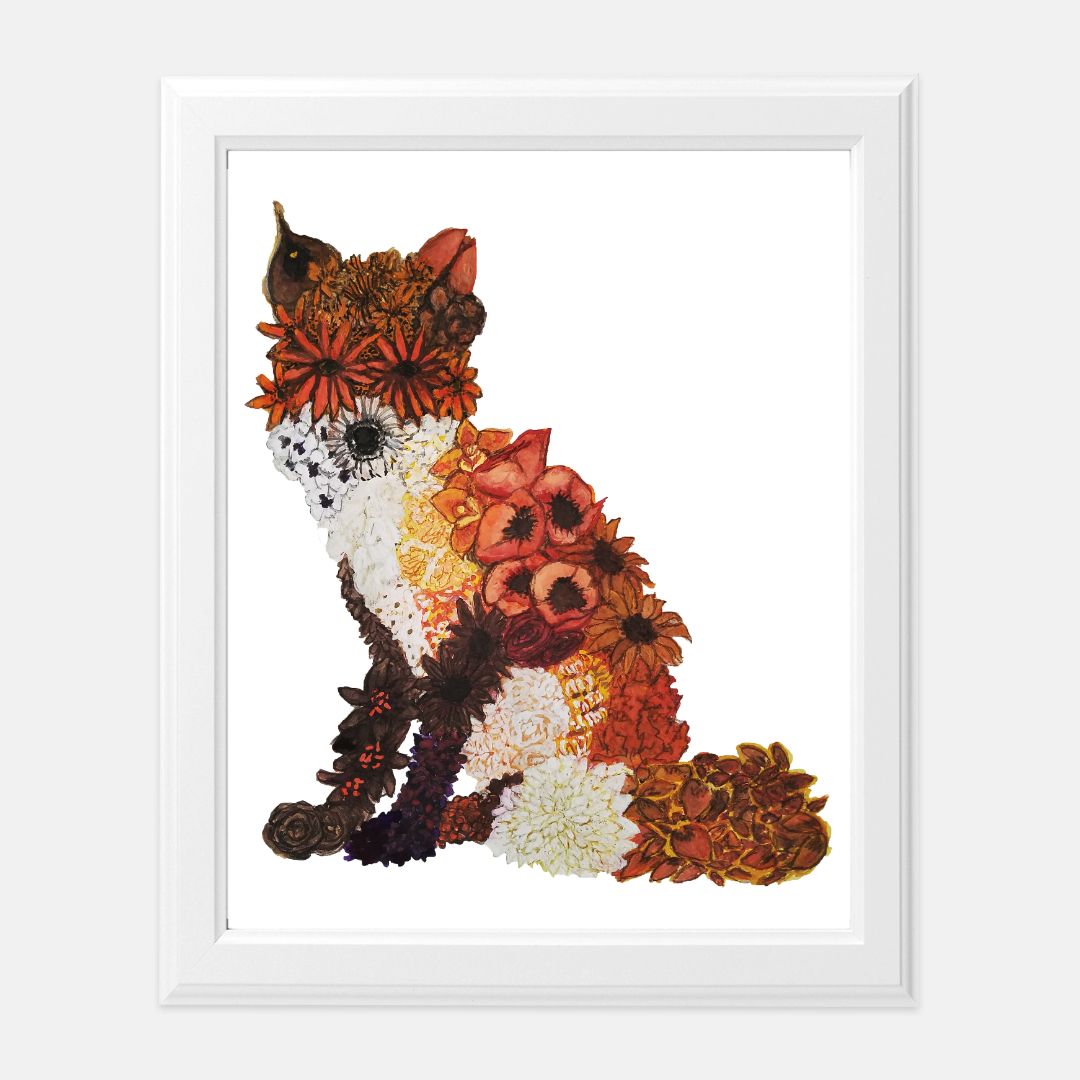 "Floral Fox" - Print (8" x10")