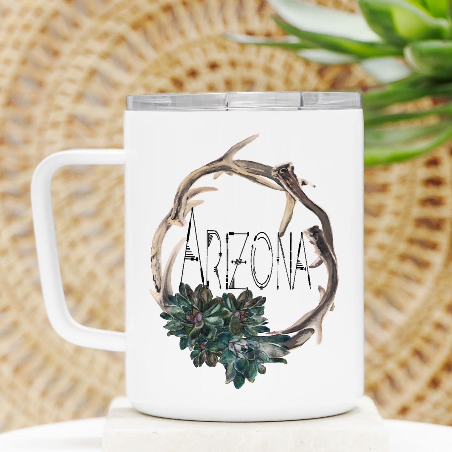 Travel Mug - "Antler Wreath ARIZONA"