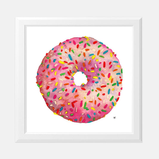 Print (8" x 8") - "Pink Sprinkled Donut"