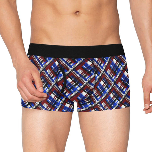 Men's Boxer Briefs with Fly - "EOD Plaid" (Red, White, and Blue)