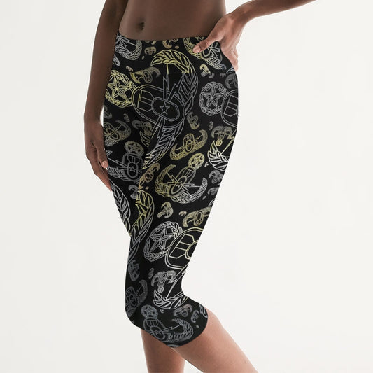 Mid-Rise Capris - "EOD Mixed Badges" (Faded Yellow)