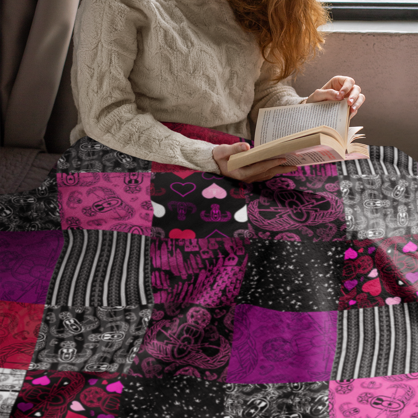 Plush Throw Blanket - "EOD Patchwork" (Pink)