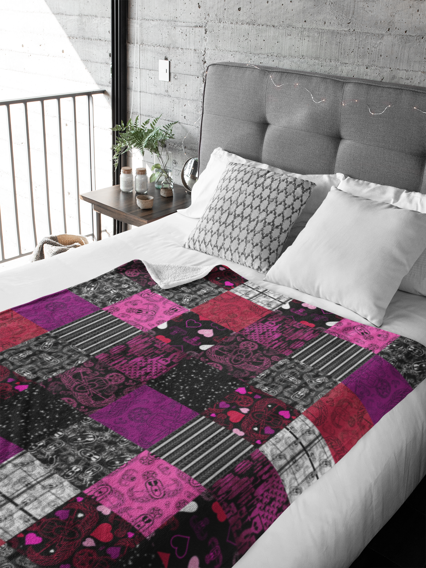 Plush Throw Blanket - "EOD Patchwork" (Pink)