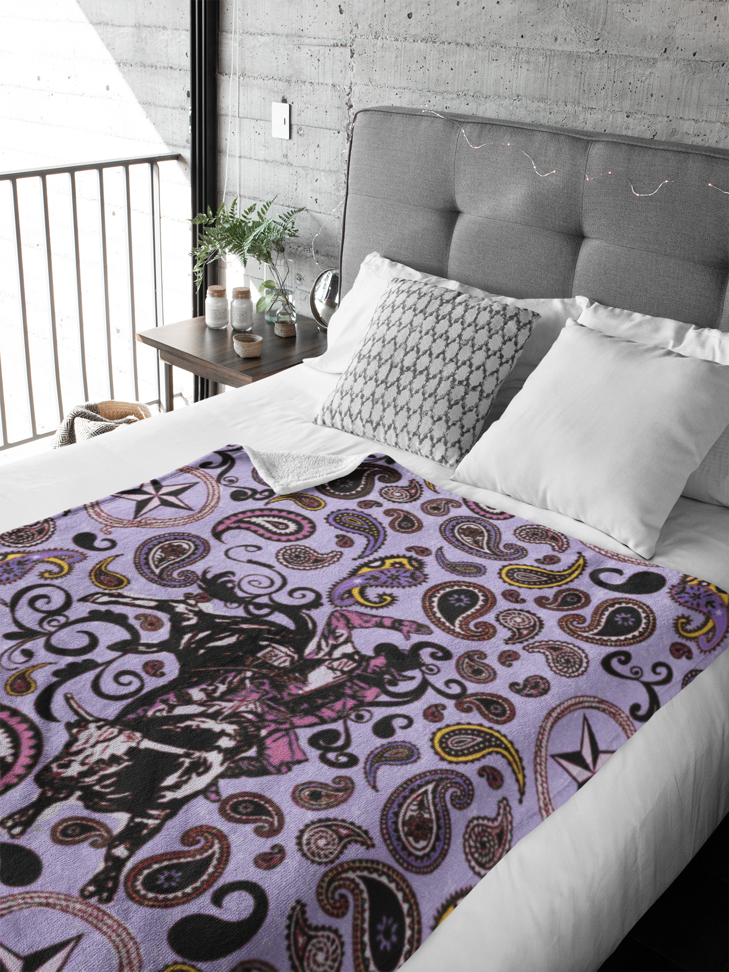 Plush Throw Blanket - "Western Paisley" (Lavendar)