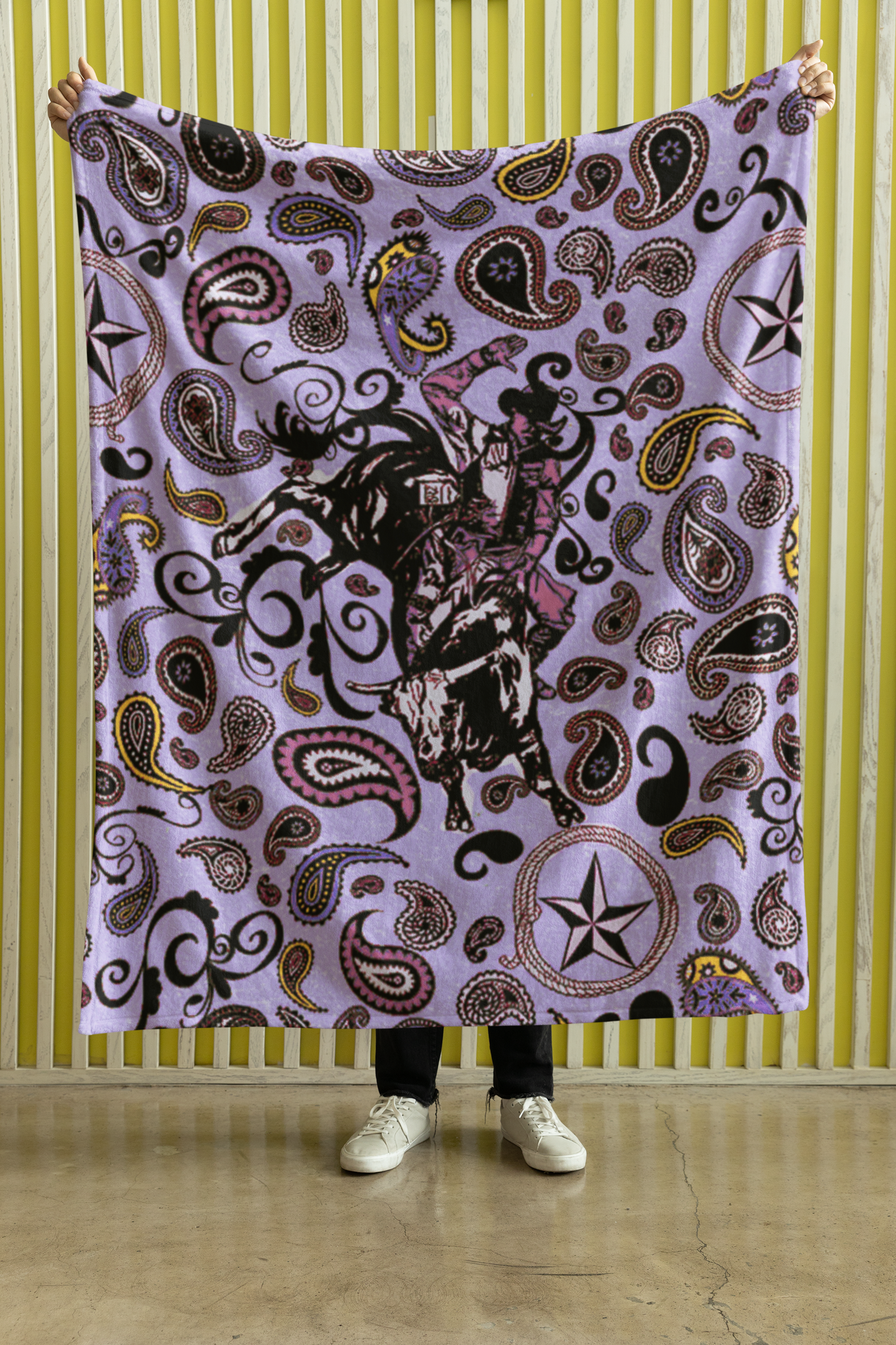 Plush Throw Blanket - "Western Paisley" (Lavendar)