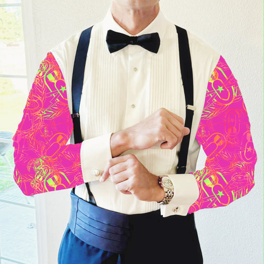 CUSTOM ORDER - Mess Dress Shirt (Men's) - "It's 5 o'clock Somewhere" (Hot Pink & Lime)