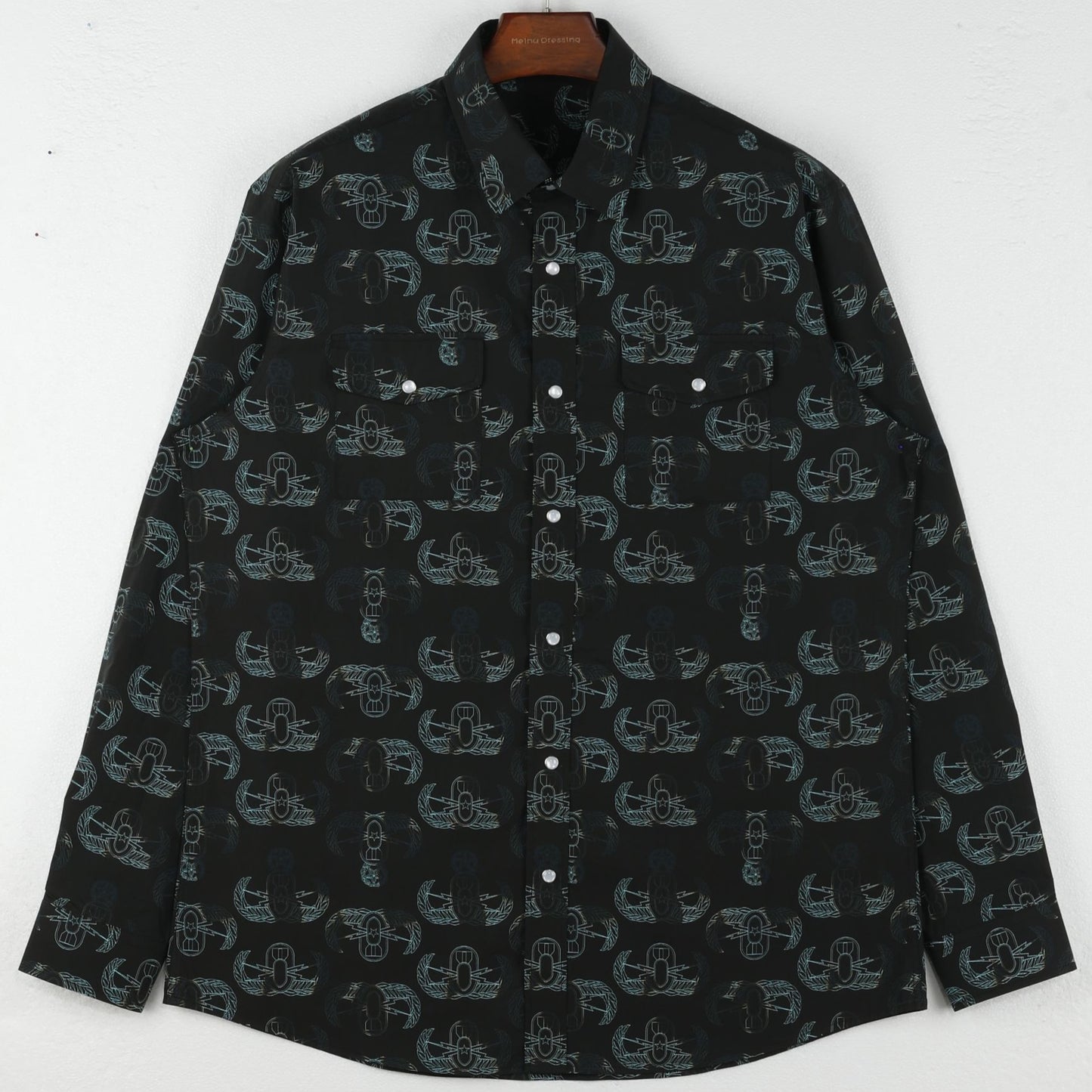PRE-ORDER - Pearl Snap Dress Shirt (Men's) - "EOD Badge Rows" (Burnt Edges)