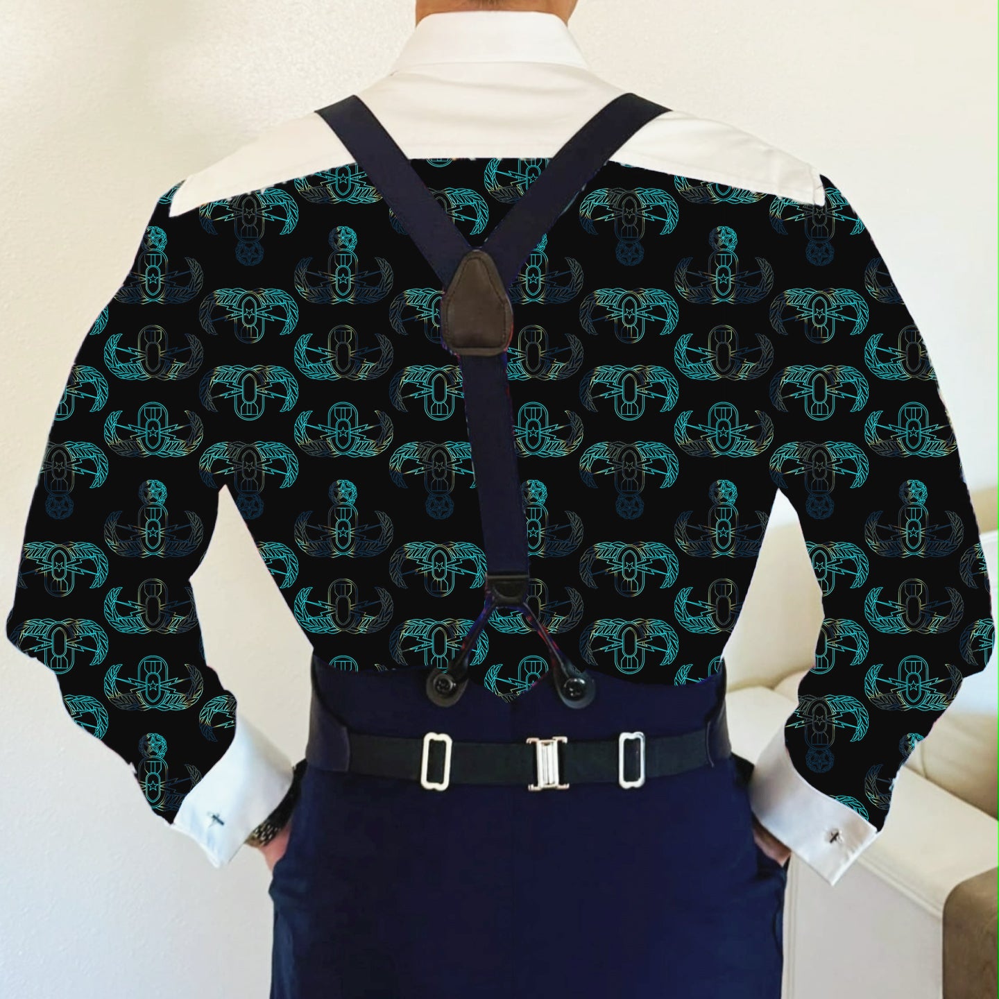 CUSTOM ORDER - Mess Dress Shirt (Men's) - "EOD Badge Rows" (Burnt Edges)