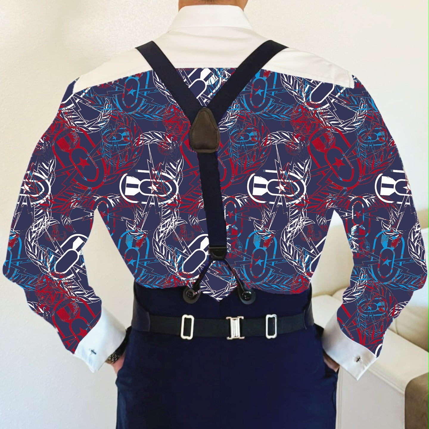 CUSTOM ORDER - Mess Dress Shirt (Men's) - "It's 5 o'clock Somewhere" (Red, White, & Blues)
