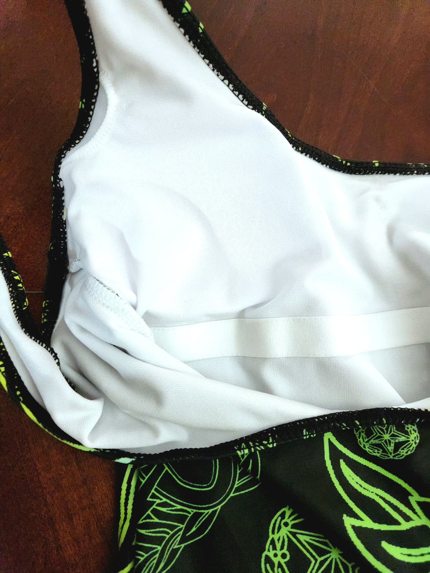 Women's One-Piece Swimsuit - "EOD Mixed Badges" (Lemon Lime on Black)
