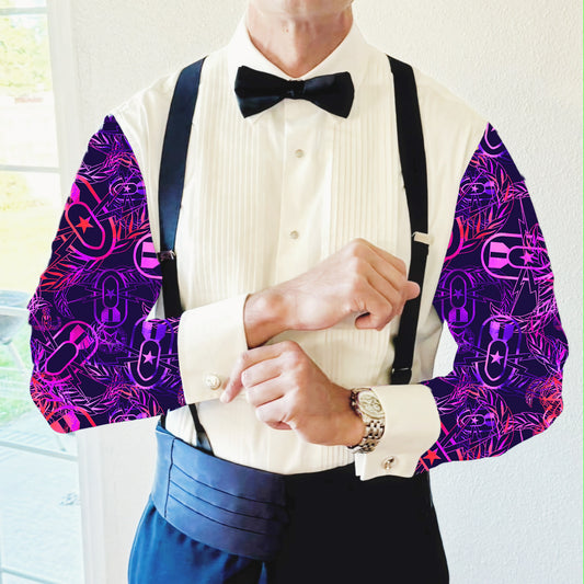 CUSTOM ORDER - Mess Dress Shirt (Men's) - "It's 5 o'clock Somewhere" (Orange on Purple)