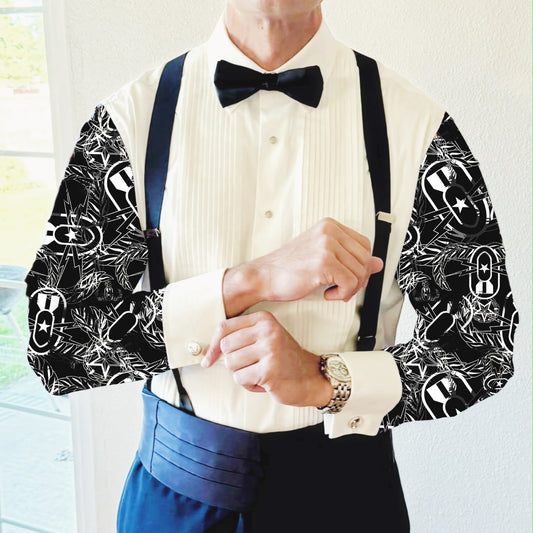 CUSTOM ORDER - Mess Dress Shirt (Men's) - "It's 5 o'clock Somewhere" (White on Black)