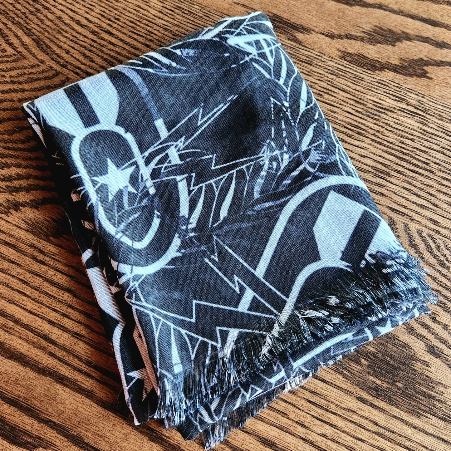 Pashmina Scarf - "It's 5 o'clock Somewhere" (White on Black)
