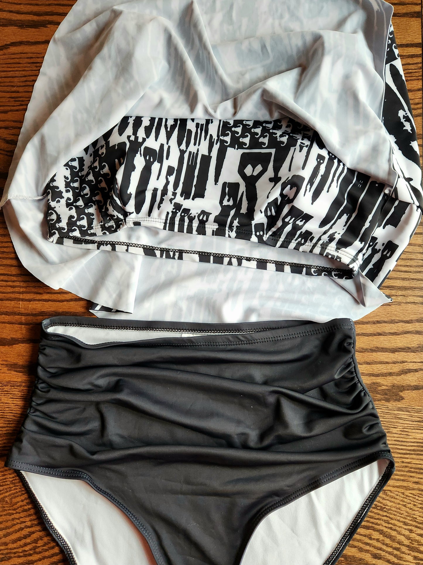 Women's Flowy Tankini - "EOD Bomb Flag" (Black on White)