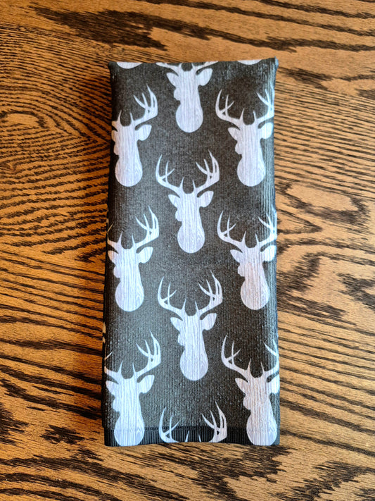 Hand Towel - "Wood Grain Deer" (Black)