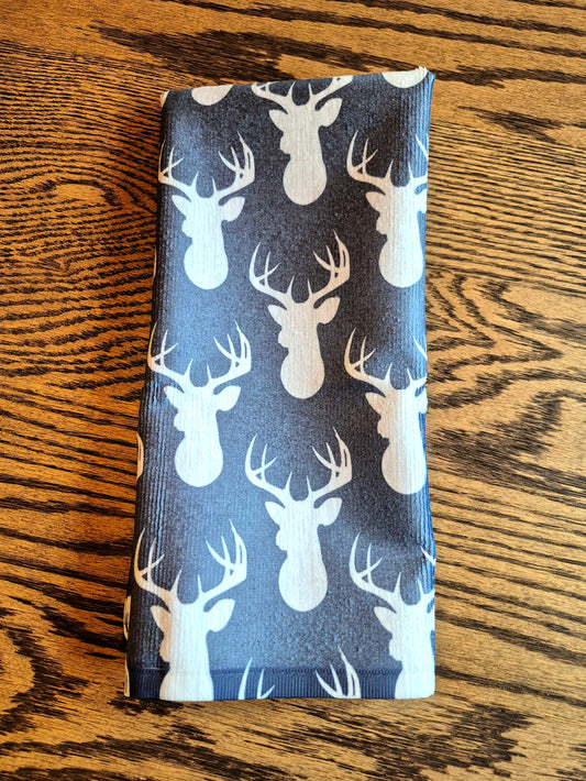 Hand Towel - "Wood Grain Deer" (Blue)